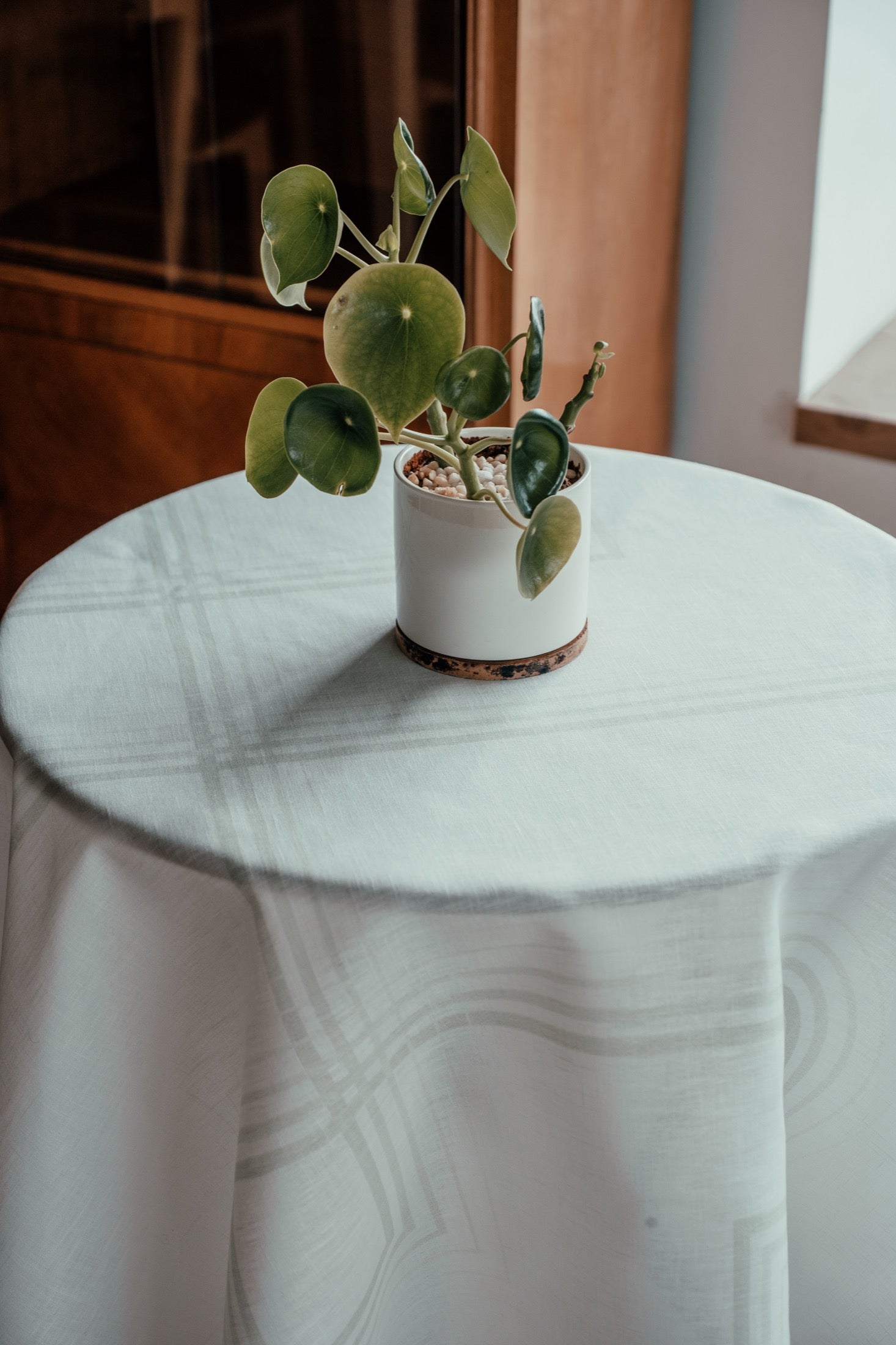 Mantel Circular Líneas Verdes
