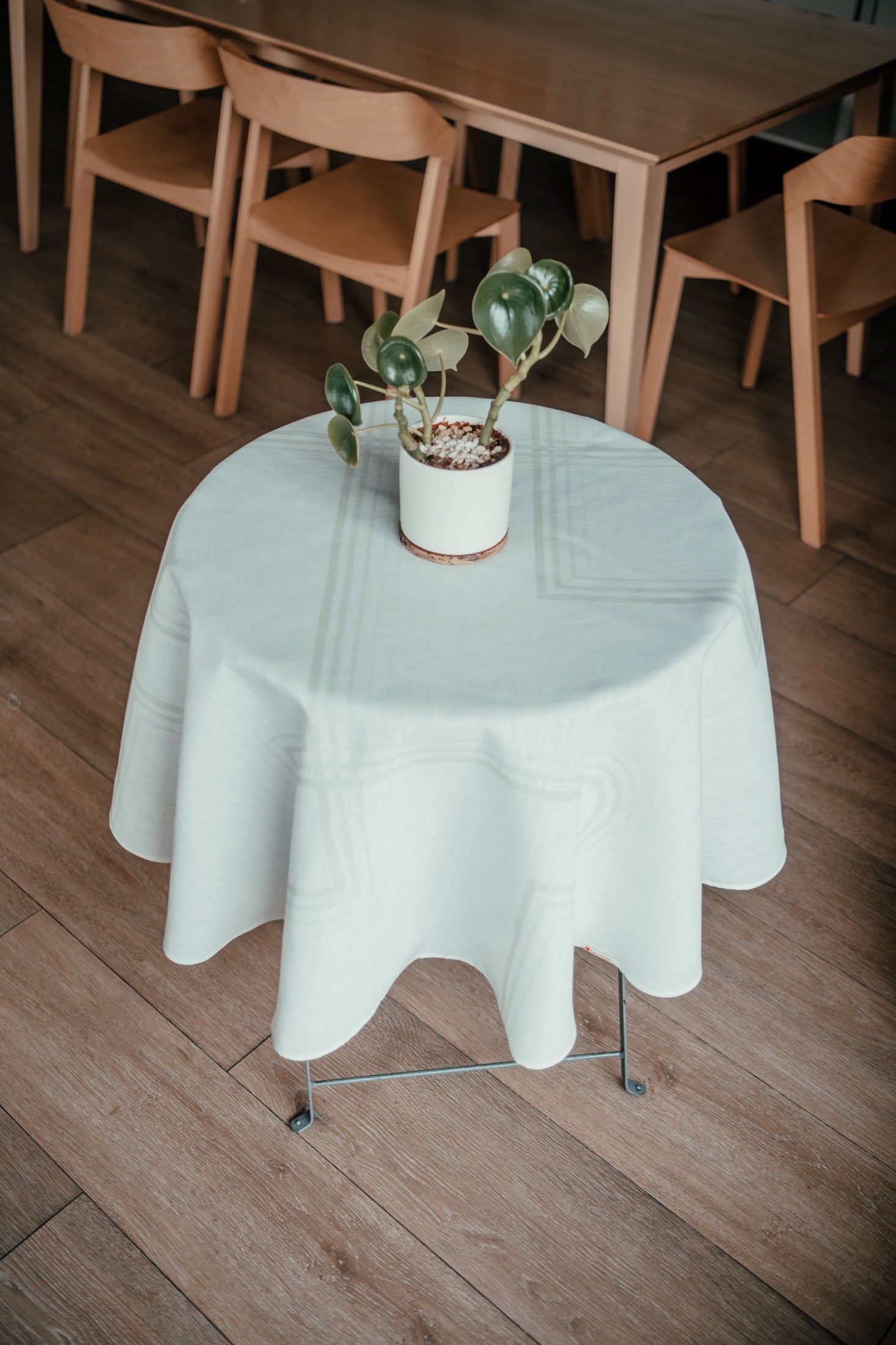 Mantel Circular Líneas Verdes